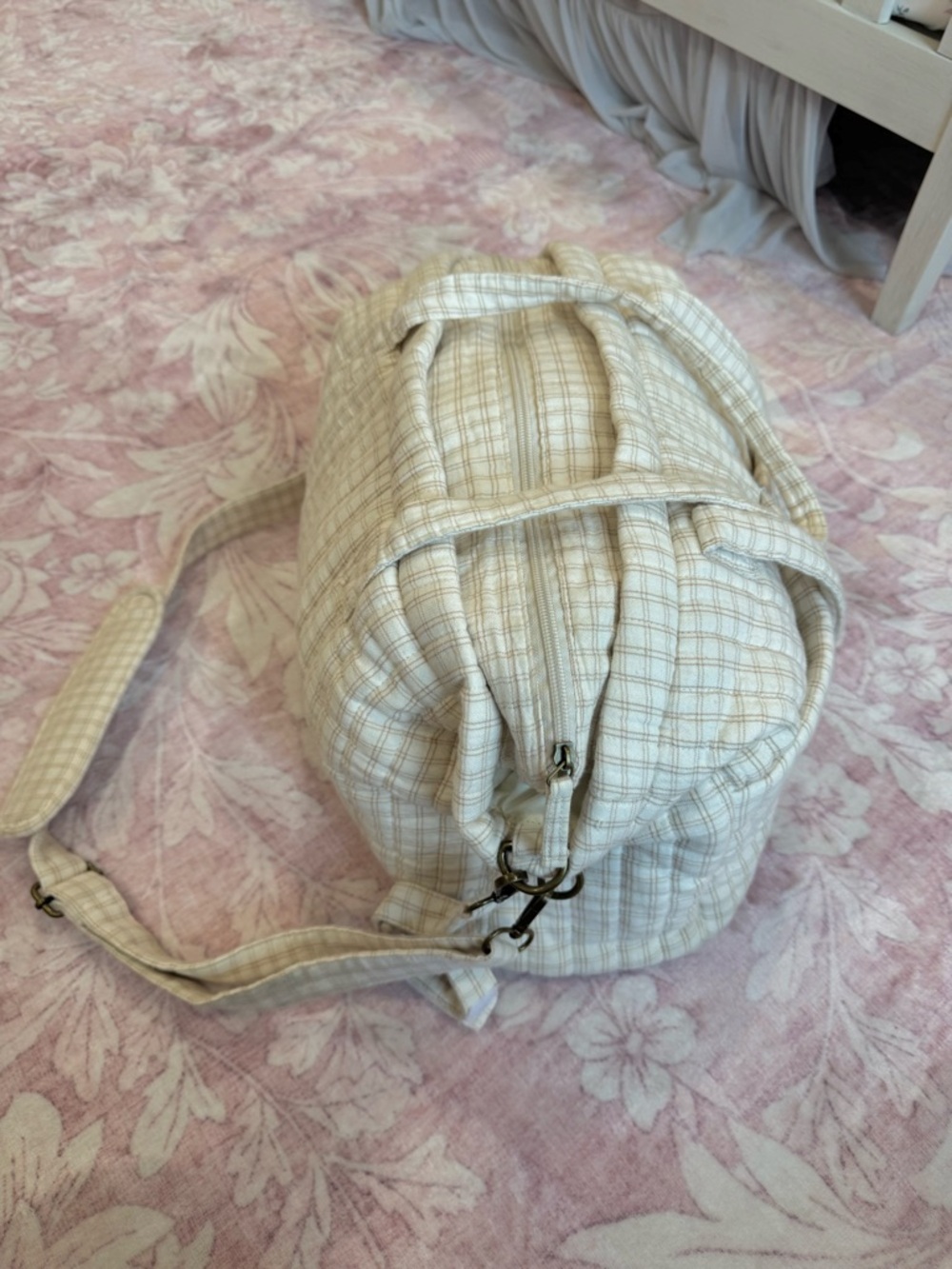 Quincy Mae Quilted Diaper Bag 100% Cotton - Picture 5 of 9